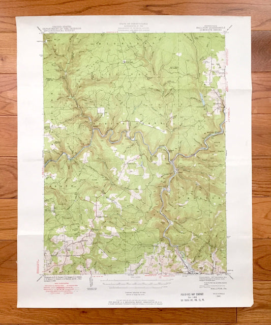 Antique Hallton, Pennsylvania 1940 US Geological Survey Topographic Map - Millstone, Jenks, Highland, Ridgway, Horton Snyder Warsaw Heath PA