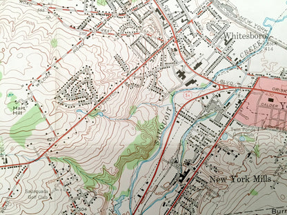 Antique Utica West, New York 1955 US Geological Survey Topographic Map – Oneida County, Yorkville, New Hartford, Kirkland, Paris, Marcy, NY