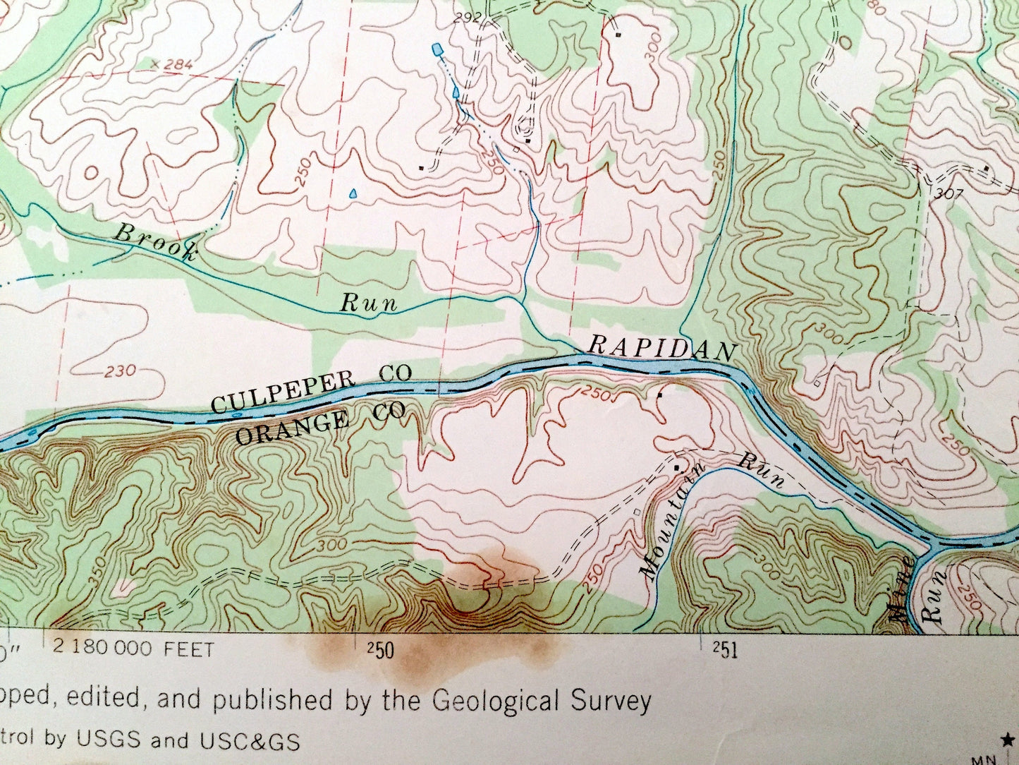 Antique Germanna Bridge, Virginia 1968 US Geological Survey Topographic Map – Fauquier, Culpeper County, Lignum, Rappahannock, Rapidan, VA