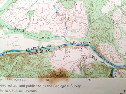 Antique Germanna Bridge, Virginia 1968 US Geological Survey Topographic Map – Fauquier, Culpeper County, Lignum, Rappahannock, Rapidan, VA