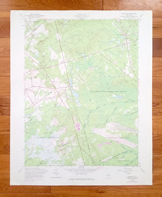 Antique Cassville, New Jersey 1957 US Geological Survey Topographic Map – Jackson, Manchester, Fort Dix, Lakehurst, Monmouth Ocean County NJ