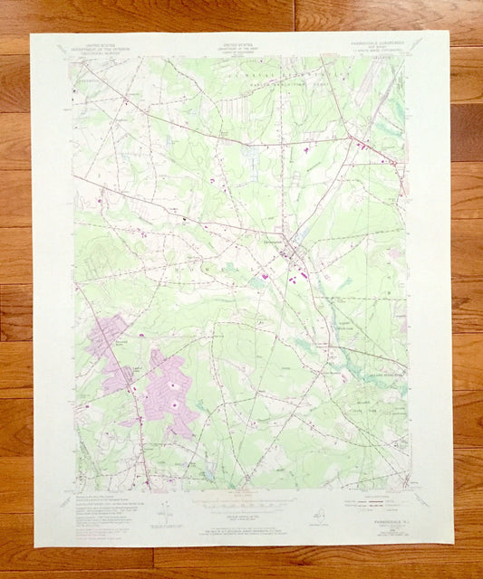 Antique Farmingdale, New Jersey 1954 US Geological Survey Topographic Map - Ocean, Monmouth County, Howell, Wall, New Shrewsbury, Jackson NJ