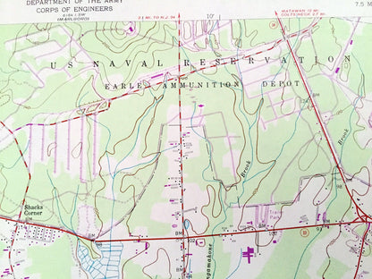 Antique Farmingdale, New Jersey 1954 US Geological Survey Topographic Map - Ocean, Monmouth County, Howell, Wall, New Shrewsbury, Jackson NJ