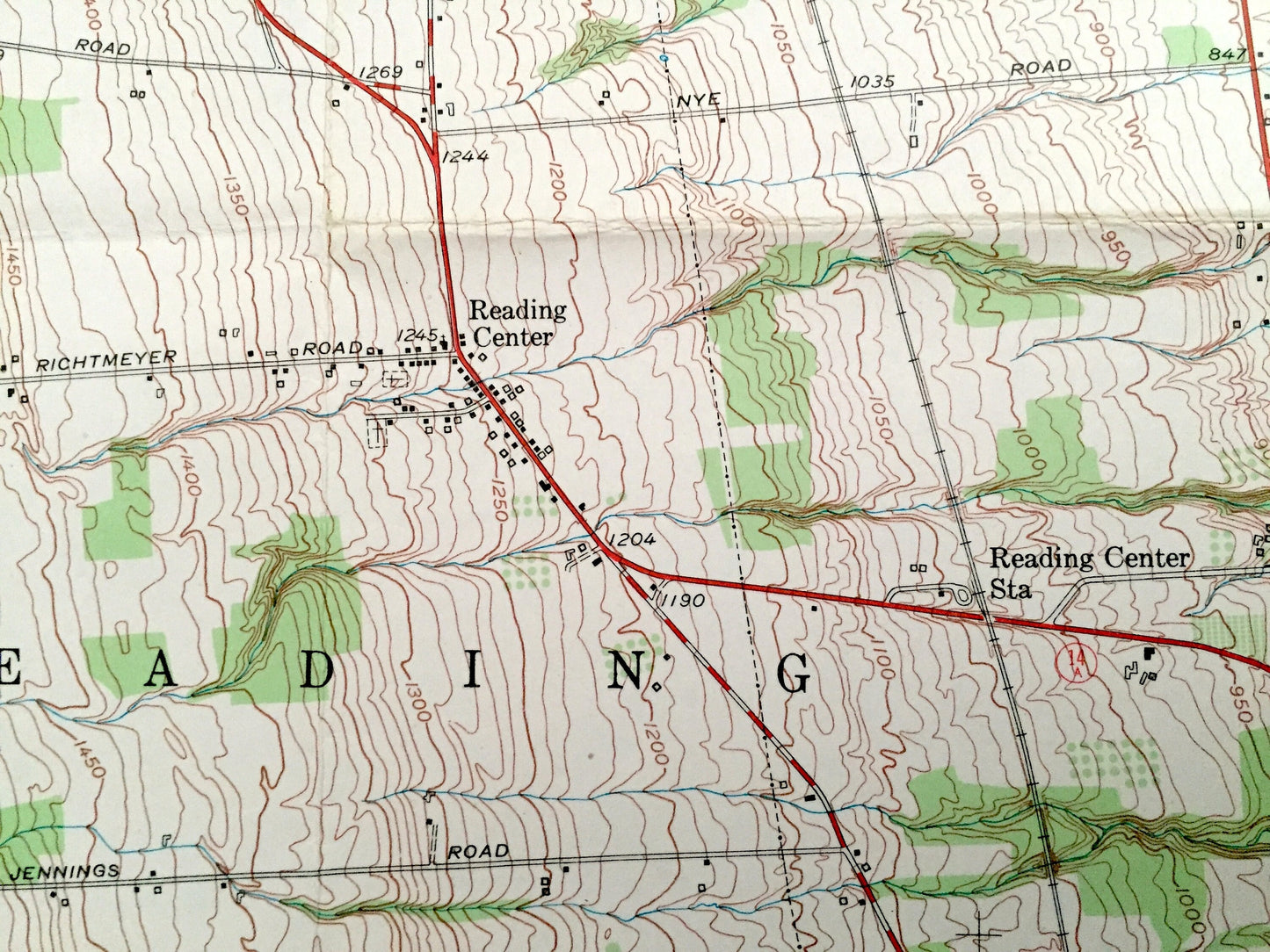 Antique Reading Center, New York 1950 US Geological Survey Topographic Map – Schuyler County, Dix, Orange, Tyrone, Barrington Seneca Lake NY
