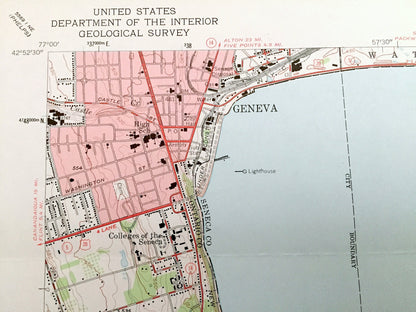 Antique Geneva South, New York 1953 US Geological Survey Topographic Map – Ontario County, Benton, Romulus, Varick, Fayette Waterloo Yale NY