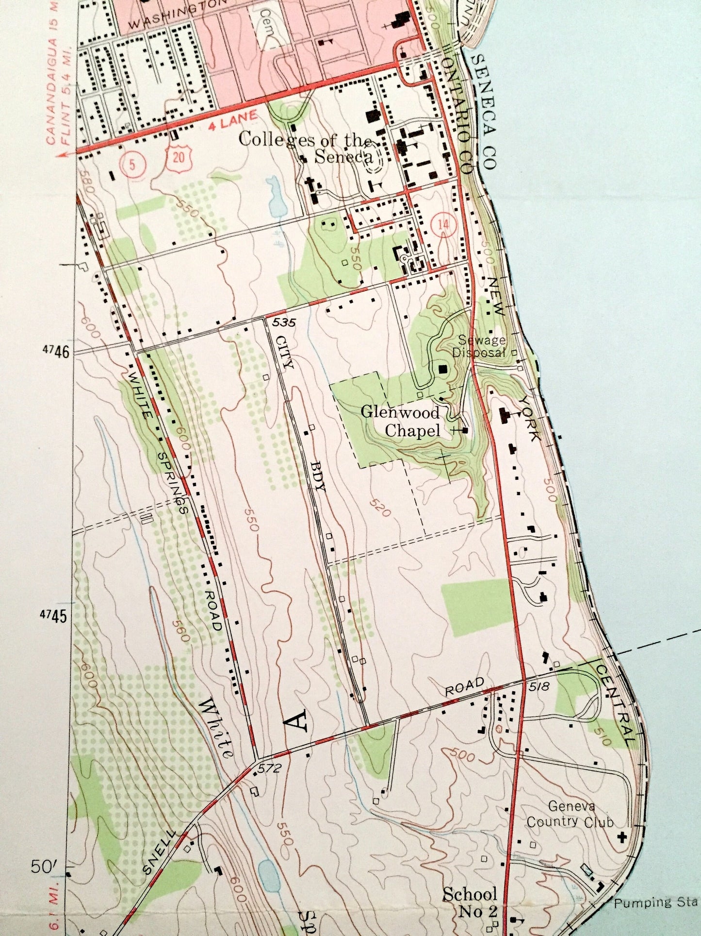 Antique Geneva South, New York 1953 US Geological Survey Topographic Map – Ontario County, Benton, Romulus, Varick, Fayette Waterloo Yale NY