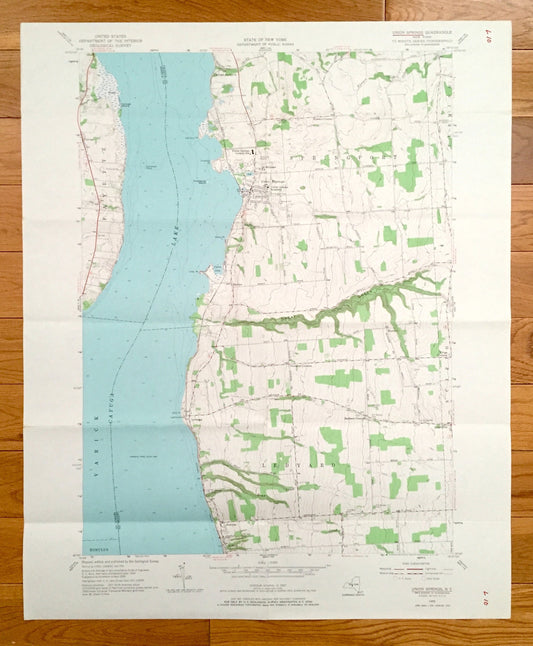 Antique Union Springs, New York 1955 US Geological Survey Topographic Map – Cayuga County, Springport, Ledyard, Fayette, Varick, Romulus, NY