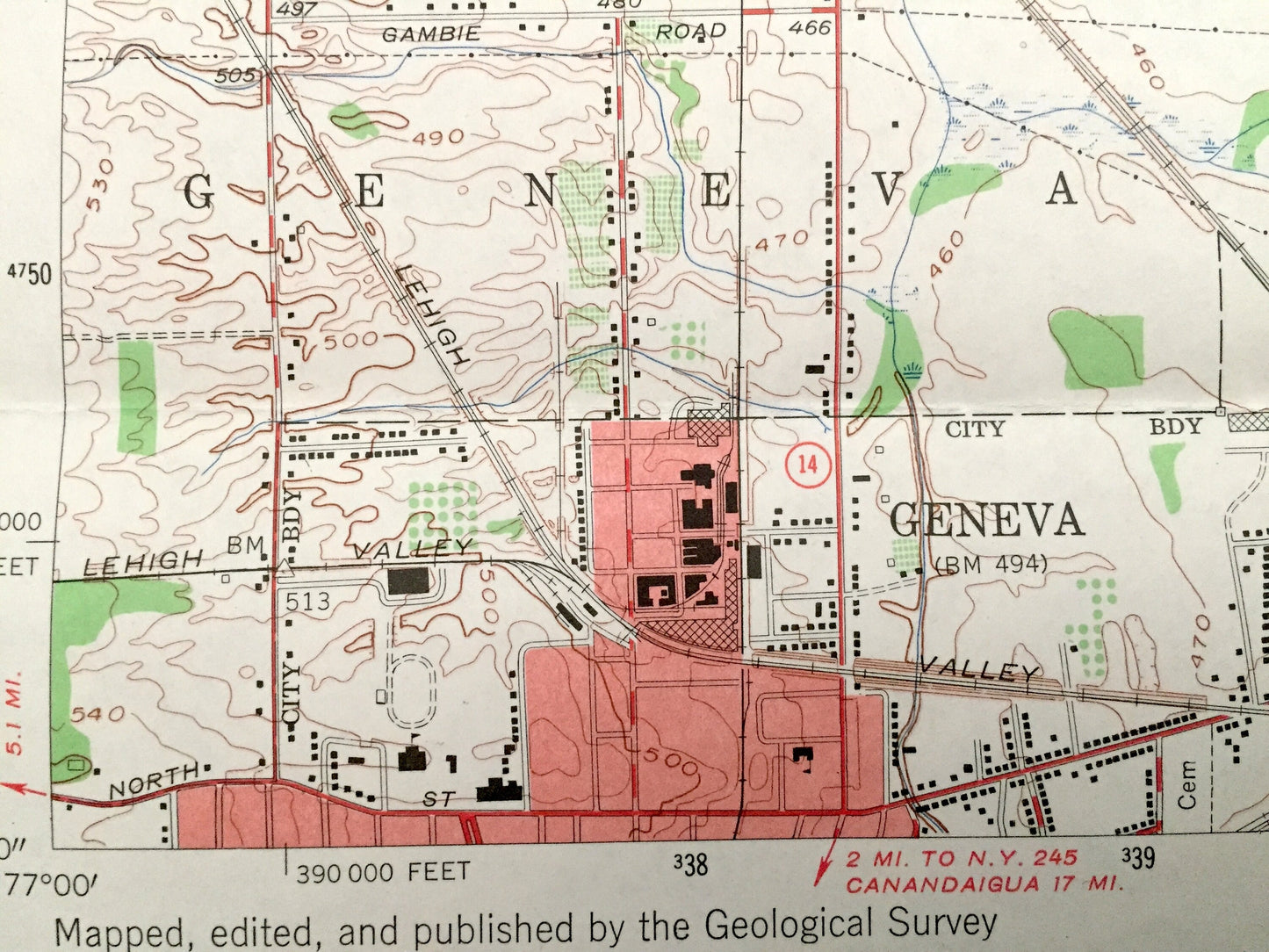 Antique Geneva North, New York 1953 US Geological Survey Topographic Map – Ontario County, Phelps, Waterloo, Fayette, Junius, Dublin, NY