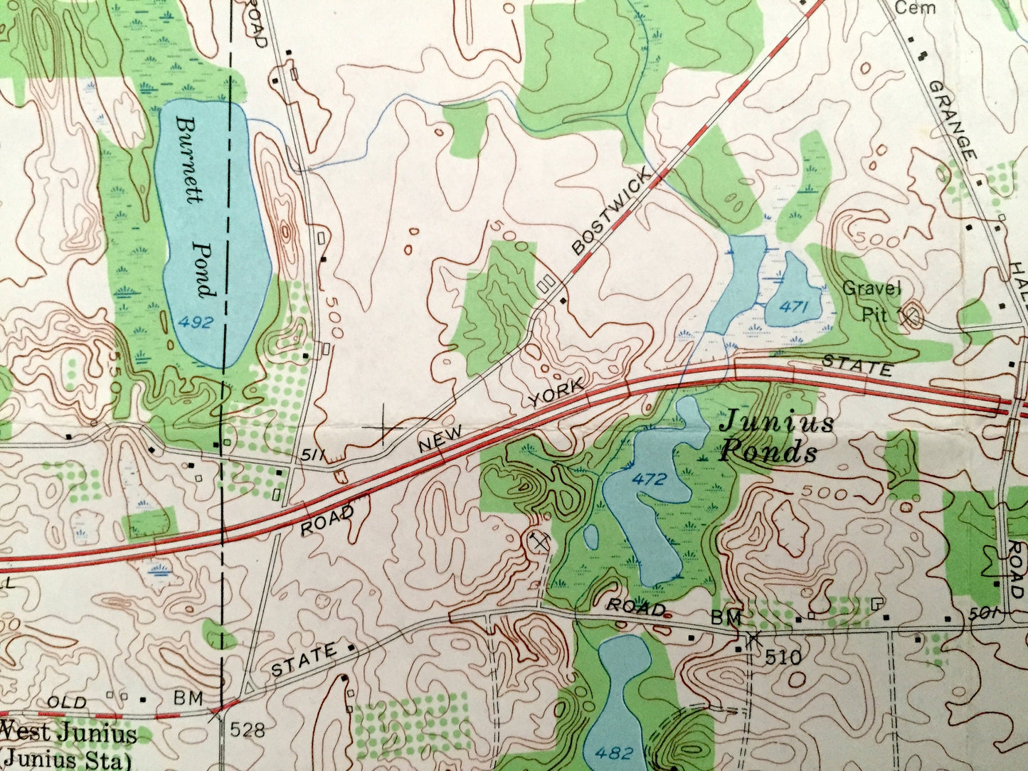 Antique Geneva North, New York 1953 US Geological Survey Topographic Map – Ontario County, Phelps, Waterloo, Fayette, Junius, Dublin, NY