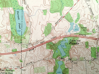 Antique Geneva North, New York 1953 US Geological Survey Topographic Map – Ontario County, Phelps, Waterloo, Fayette, Junius, Dublin, NY
