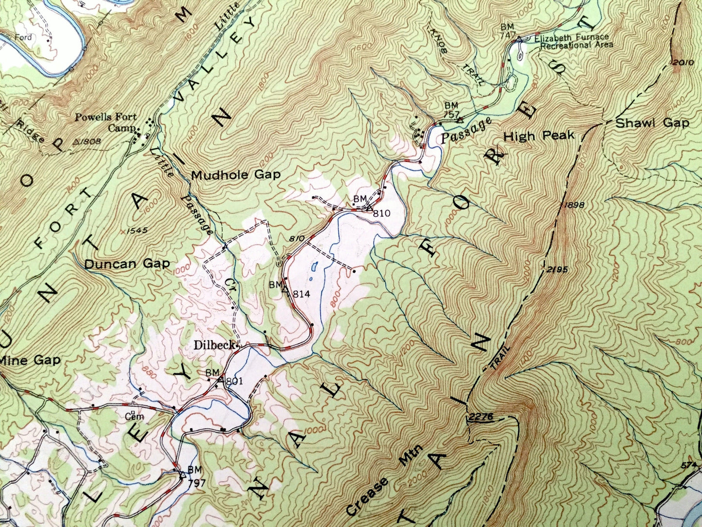 Antique Strasburg, Virginia 1947 US Geological Survey Topographic Map – Bentonville, Toms Brook, Fort Valley Shenandoah George Washington VA