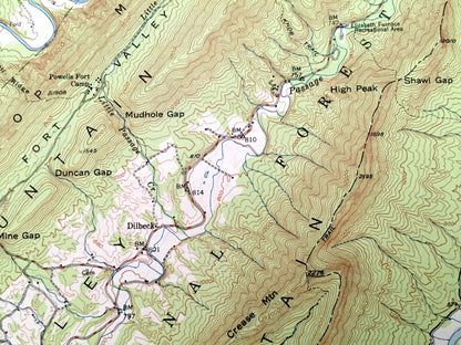 Antique Strasburg, Virginia 1947 US Geological Survey Topographic Map – Bentonville, Toms Brook, Fort Valley Shenandoah George Washington VA