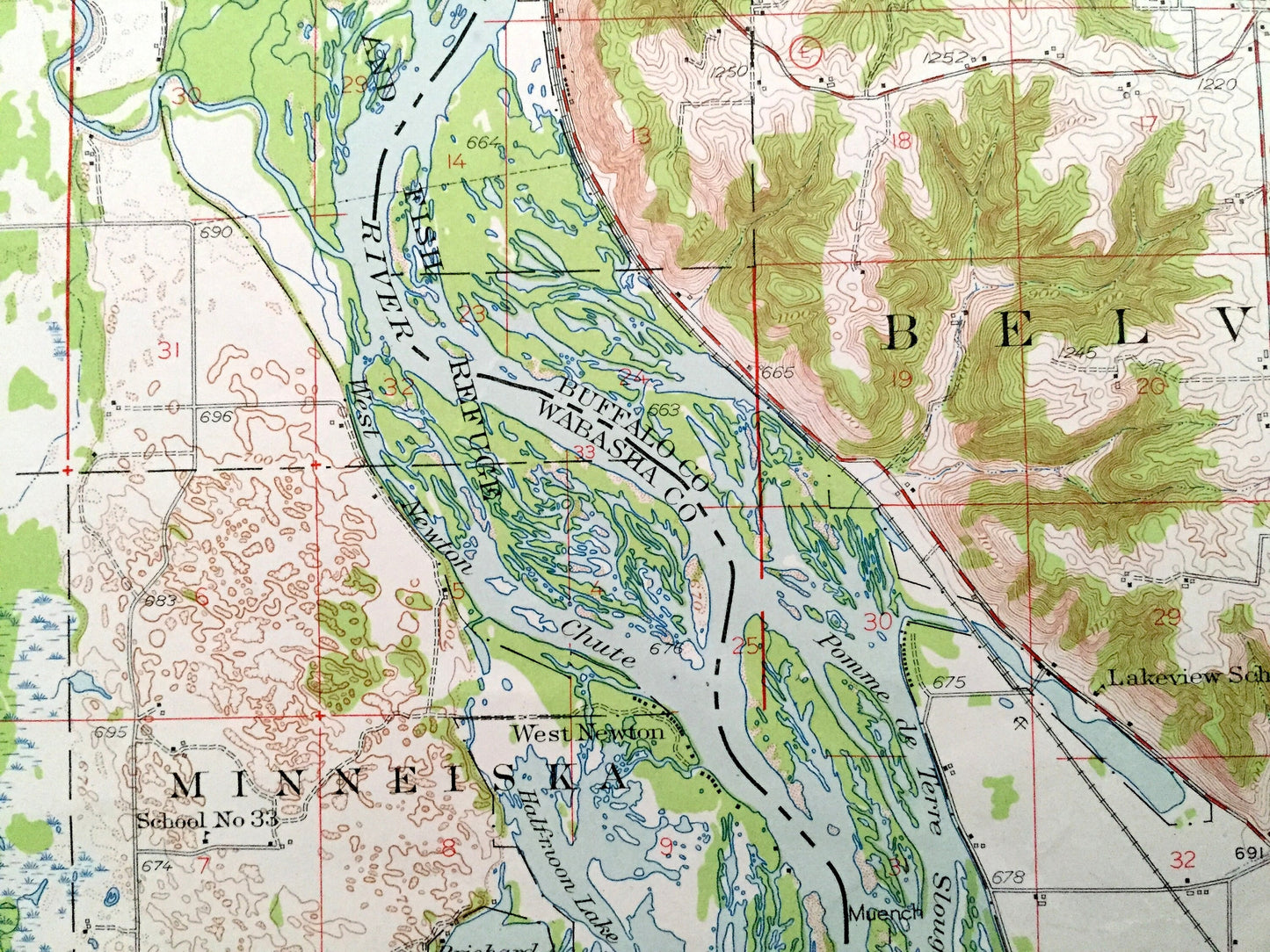 Antique Alma, Wisconsin 1950 US Geological Survey Topographic Map – Buffalo Wabasha County Kellogg Minnesota WI Mississippi River Modena MN