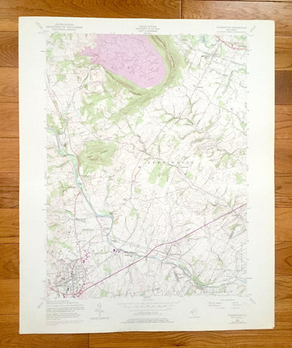 Antique Flemington, New Jersey 1954 US Geological Survey Topographic Map – Hunterdon, Somerset County, Clinton, Readington, Raritan, NJ