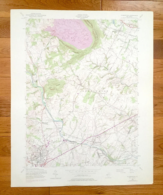 Antique Flemington, New Jersey 1954 US Geological Survey Topographic Map – Hunterdon, Somerset County, Clinton, Readington, Raritan, NJ