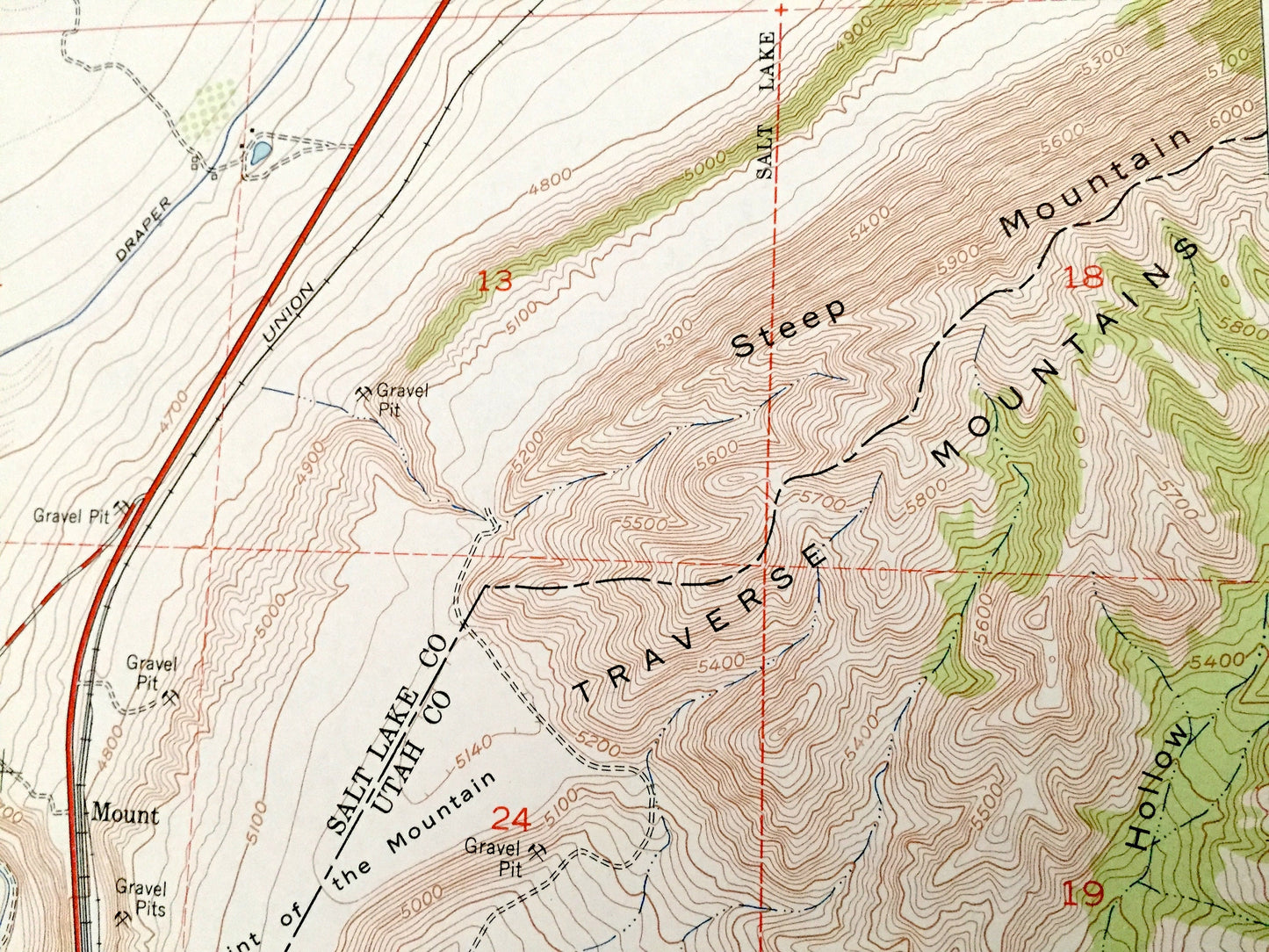 Antique Jordan Narrows, Utah 1951 US Geological Survey Topographic Map – Salt Lake County, Camp Williams Military Reservation, River City UT