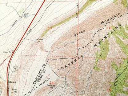 Antique Jordan Narrows, Utah 1951 US Geological Survey Topographic Map – Salt Lake County, Camp Williams Military Reservation, River City UT