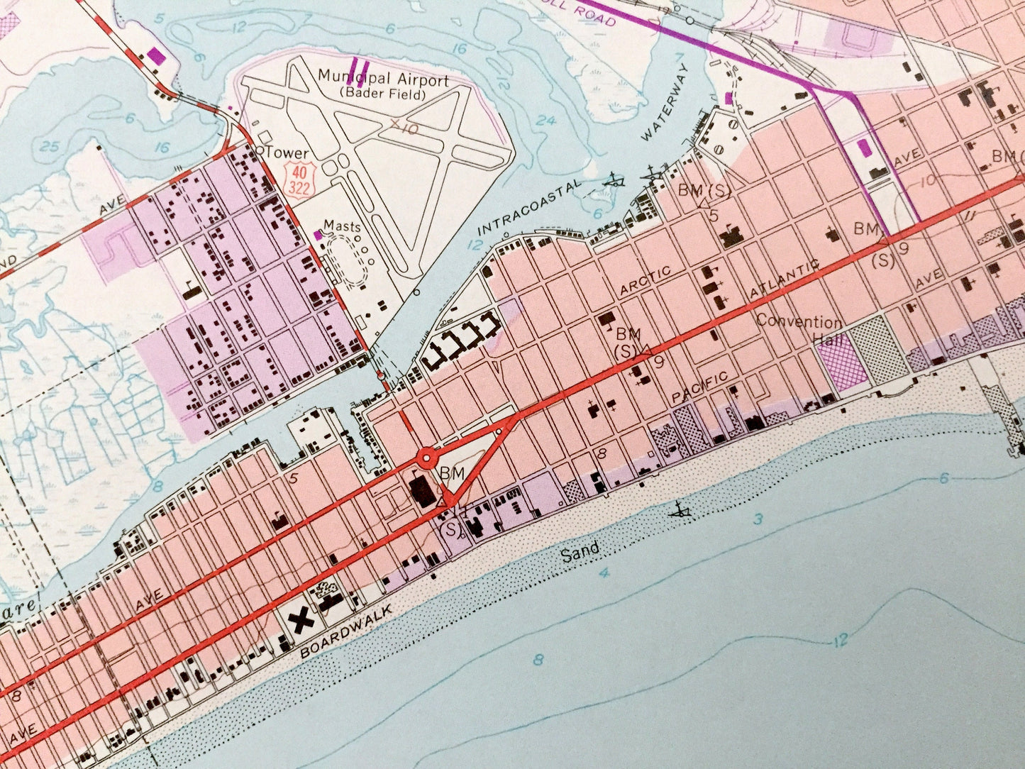 Antique Atlantic City, New Jersey 1952 US Geological Survey Topographic Map — Atlantic County, Margate City, Ventnor City, Heights, Shore NJ
