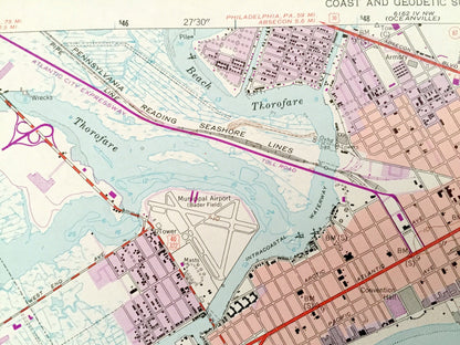 Antique Atlantic City, New Jersey 1952 US Geological Survey Topographic Map — Atlantic County, Margate City, Ventnor City, Heights, Shore NJ