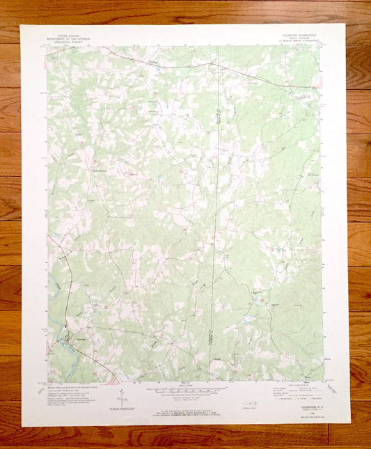 Antique Coleridge, North Carolina 1968 US Geological Survey Topographic Map – Chatham, Randolph County, Deep River, Ghost Town, Creek, NC