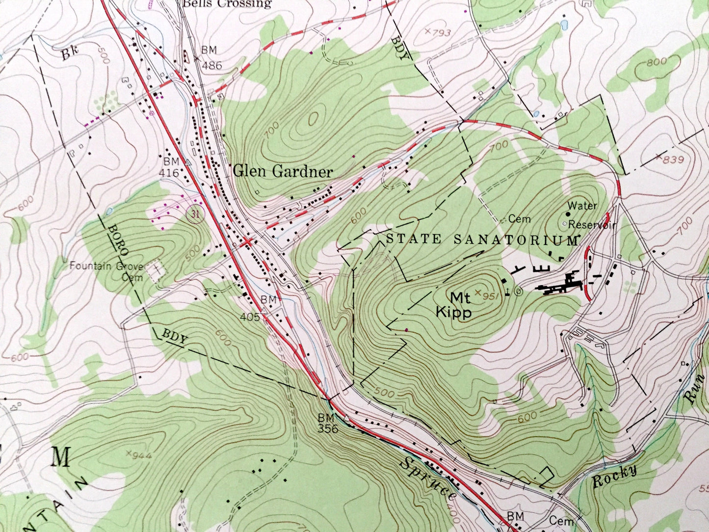 Antique High Bridge, New Jersey 1954 US Geological Survey Topographic Map – Warren, Hunterdon County, Washington, Bethlehem, Lebanon, NJ