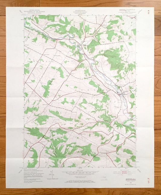 Antique Newport, New York 1943 US Geological Survey Topographic Map – Herkimer County, Deerfield, Schuyler, Poland, Cold Brook, Norway NY
