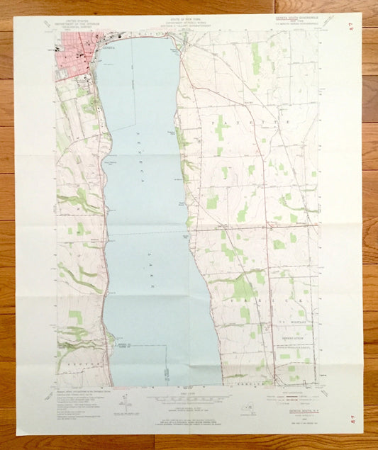 Antique Geneva South, New York 1953 US Geological Survey Topographic Map – Ontario County, Benton, Romulus, Varick, Fayette Waterloo Yale NY