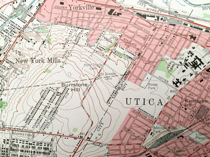 Antique Utica West, New York 1955 US Geological Survey Topographic Map – Oneida County, Yorkville, New Hartford, Kirkland, Paris, Marcy, NY