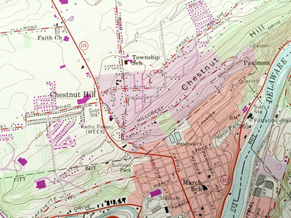 Antique Easton, Pennsylvania 1956 US Geological Survey Topographic Map – Northampton County, Forks, Williams, PA, Warren County, Harmony, NJ