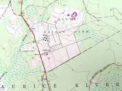 Antique Heislerville, New Jersey 1957 US Geological Survey Topographic Map – Cumberland, Cape May County, Maurice River, Delmont, NJ
