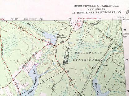 Antique Heislerville, New Jersey 1957 US Geological Survey Topographic Map – Cumberland, Cape May County, Maurice River, Delmont, NJ