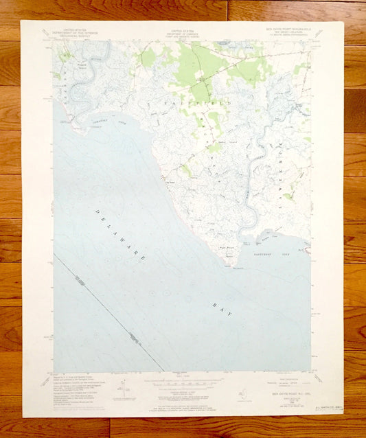 Antique Ben Davis Point, New Jersey 1956 US Geological Survey Topographic Map – Cumberland County, Fairfield, Greenwich, NJ, Kent County, DE