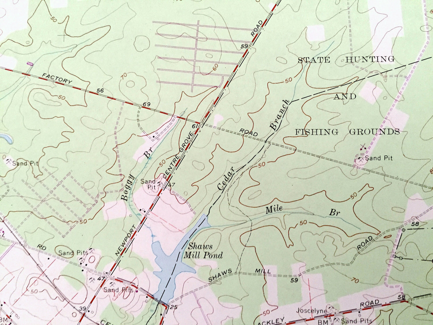 Antique Cedarville, New Jersey 1956 US Geological Survey Topographic Map – Cumberland County, Fairfield, Lawrence, Downe, Newport, NJ