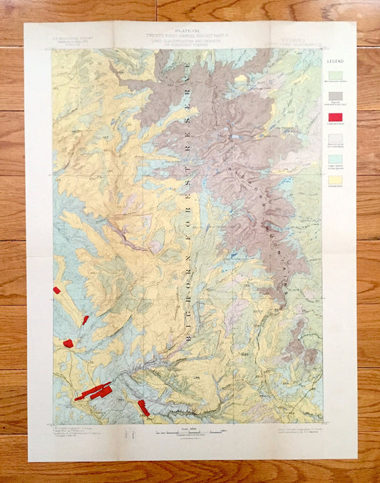 Antique Cloud Peak, Wyoming 1897 US Geological Survey Topographic Map – Tensleep, Mather Peak, Johnson County, Big Horn National Forest, WY