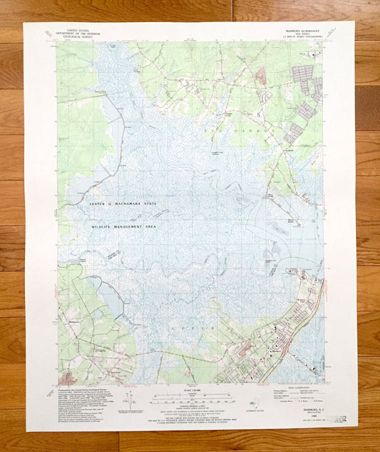 Antique Marmora, New Jersey 1989 US Geological Survey Topographic Map – Atlantic, Cape May County, Egg Harbor, Upper, Middletown, NJ