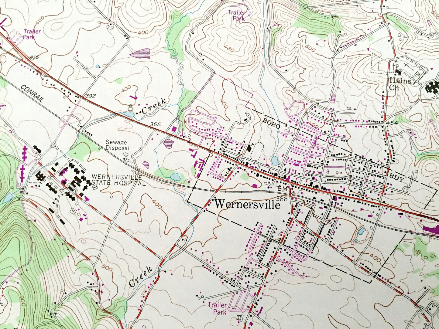 Antique Sinking Spring, Pennsylvania 1955 US Geological Survey Topographic Map – Berks, Lancaster County, Heidelberg, Wernersville, PA