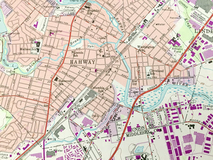 Antique Perth Amboy, New Jersey 1956 US Geological Survey Topographic Map – Union, Middlesex County, Scotch Plains, Woodbridge, Rahway, NJ