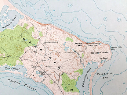 Antique Gardiners Island East, New York 1956 US Geological Survey Topographic Map – Suffolk County, East Hampton, Napeague, Long Island, NY