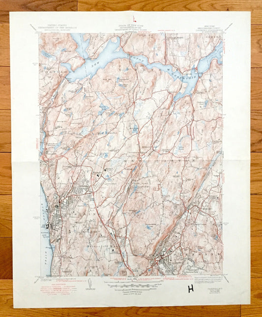 Antique Ossining, New York 1943 US Geological Survey Topographic Map – Hudson River, Croton, Cortlandt Yorktown Somers Westchester County NY