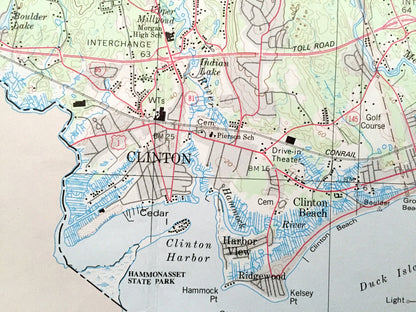 Antique Middlesex County, Connecticut WALL SIZE 1979 US Geological Survey Topographic Map – Old Saybrook, Westbrook, Middletown, Haddam, ct