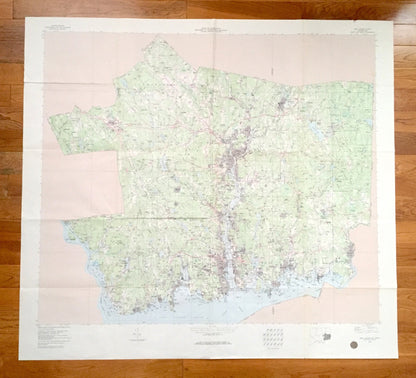 Antique New London County, Connecticut WALL SIZE 1979 US Geological Survey Topographic Map – Old, East Lyme, Waterford, Groton, Norwich, ct