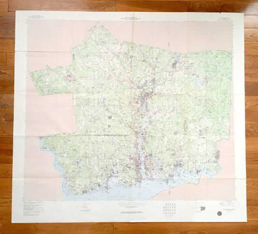 Antique New London County, Connecticut WALL SIZE 1979 US Geological Survey Topographic Map – Old, East Lyme, Waterford, Groton, Norwich, ct