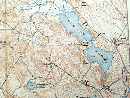 Antique Gilmanton, New Hampshire 1927 US Geological Survey Topographic Map – Loudon, Alton, Pittsfield, Belmont, Canterbury, Barnstead, NH