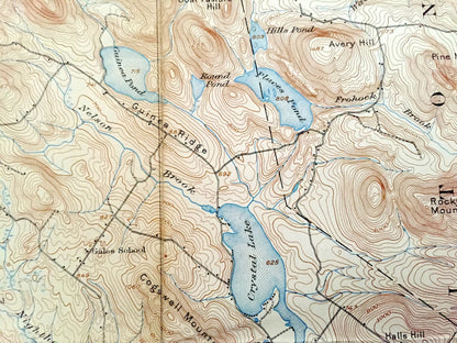 Antique Gilmanton, New Hampshire 1927 US Geological Survey Topographic Map – Loudon, Alton, Pittsfield, Belmont, Canterbury, Barnstead, NH