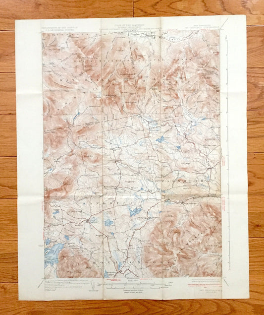 Antique Sandwich, New Hampshire 1931 US Geological Survey Topographic Map – Waterville, Moultonbroro, Squam Lake White Mountains Chocorua NH