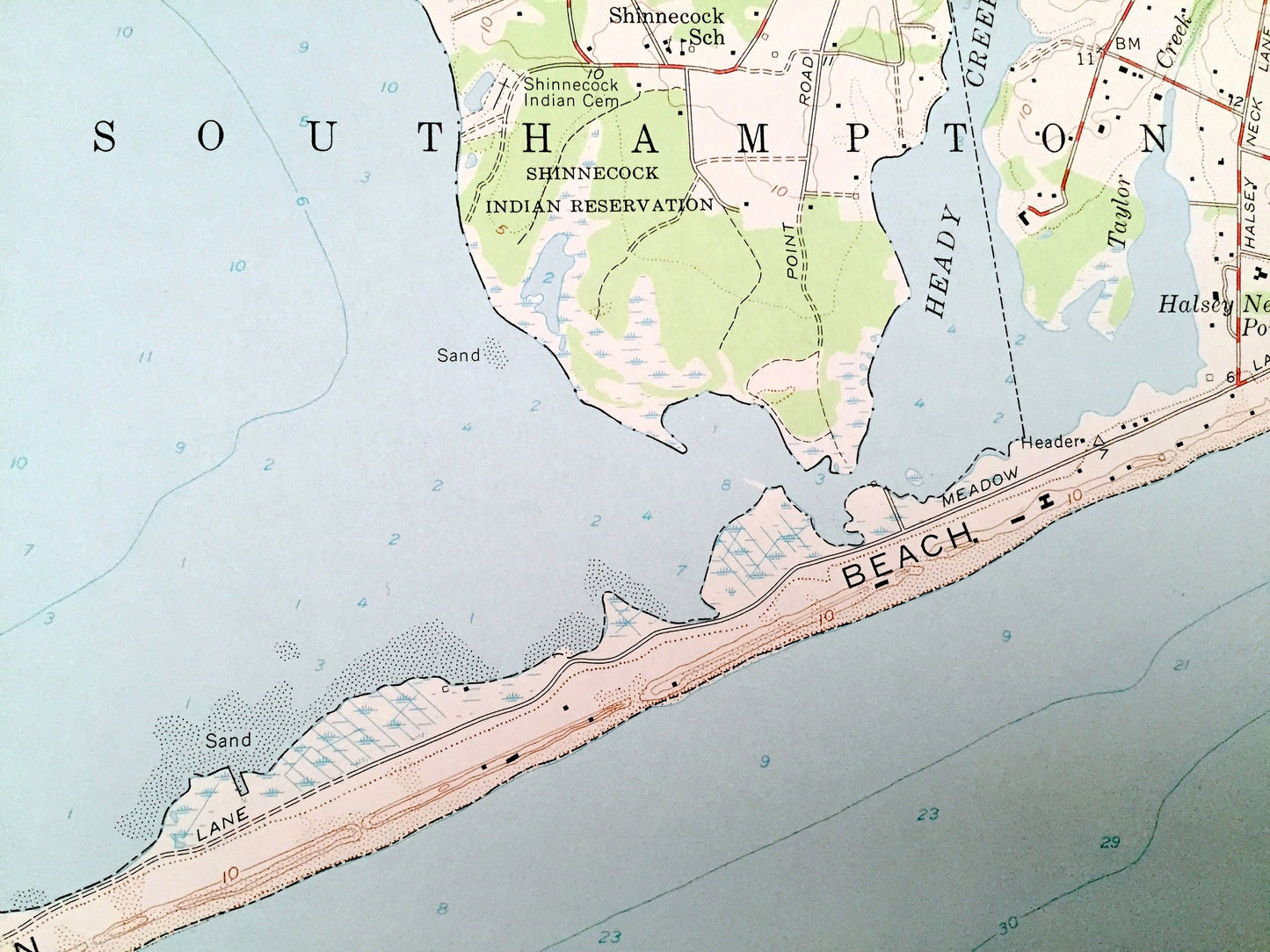 Antique Shinnecock Inlet, New York 1955 US Geological Survey Topographic Map – Suffolk County, Long Island, Southampton, Ponquogue, NY