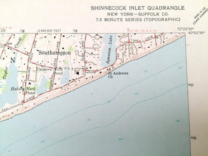 Antique Shinnecock Inlet, New York 1955 US Geological Survey Topographic Map – Suffolk County, Long Island, Southampton, Ponquogue, NY