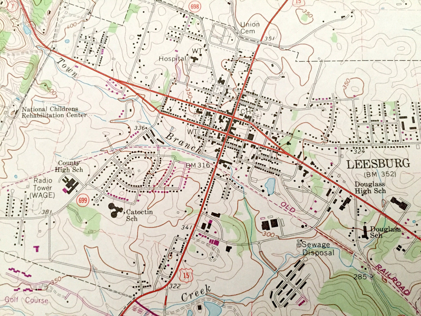 Antique Leesburg, Virginia 1968 US Geological Survey Topographic Map – Loudoun County, Woodburn Leedsville Oatlands Trap Rock Maryland VA MD