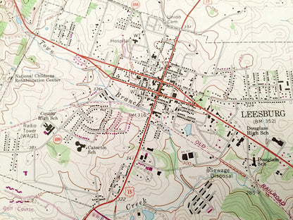 Antique Leesburg, Virginia 1968 US Geological Survey Topographic Map – Loudoun County, Woodburn Leedsville Oatlands Trap Rock Maryland VA MD