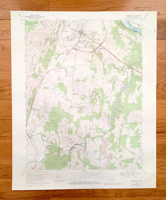 Antique Leesburg, Virginia 1968 US Geological Survey Topographic Map – Loudoun County, Woodburn Leedsville Oatlands Trap Rock Maryland VA MD